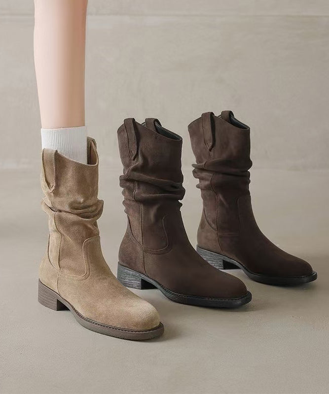 New Apricot Suede Splicing Boots