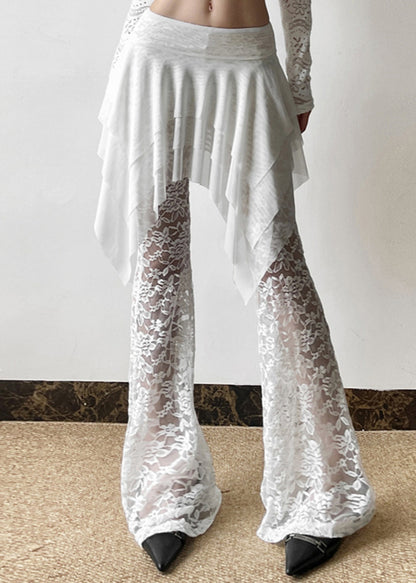 Black Hollow Out Patchwork Lac Flare Bottoms Summer