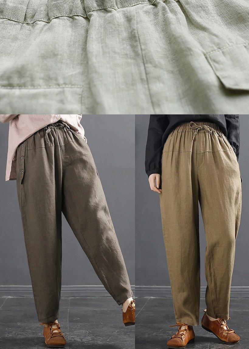 Diy Beige Trousers Spring Elastic Waist Shorts