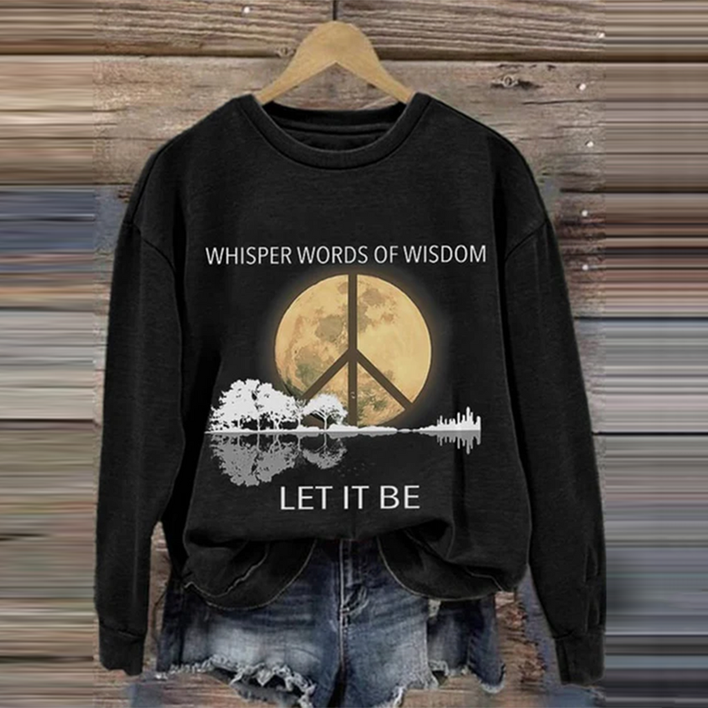 Comstylish Whisper Words Of Wisdom Let It Be Art Print Crew Neck Long Sleeve Sweatshirt