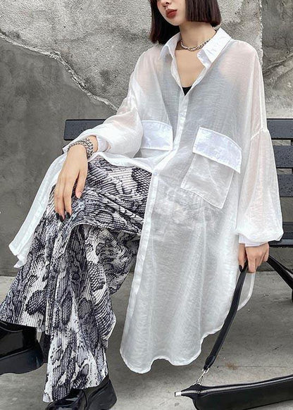 White Pockets Upf 50+ Coat Jacket Shirt Tops Summer