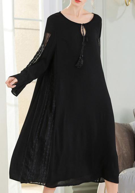 Diy Black Cotton Linen Patchwork Maxi Summer Dress
