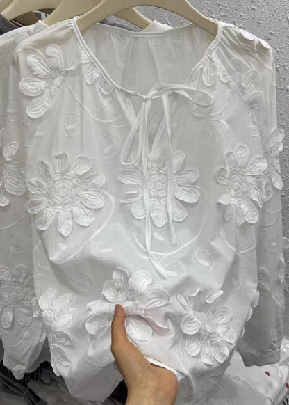 Original Design White O-neck Top Fall