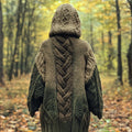 Vintage Irish Celtic Knot Jacquard Knit Hooded Cardigan elevenforest