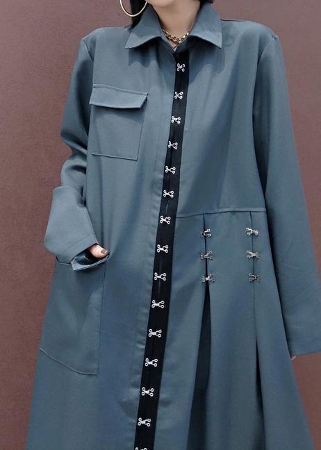 French Lapel Asymmetric Spring Tunic Design Gray Dress