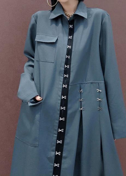 French Lapel Asymmetric Spring Tunic Design Gray Dress