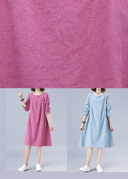 Organic Rose Jacquard Tunic O Neck Loose Spring Dresses