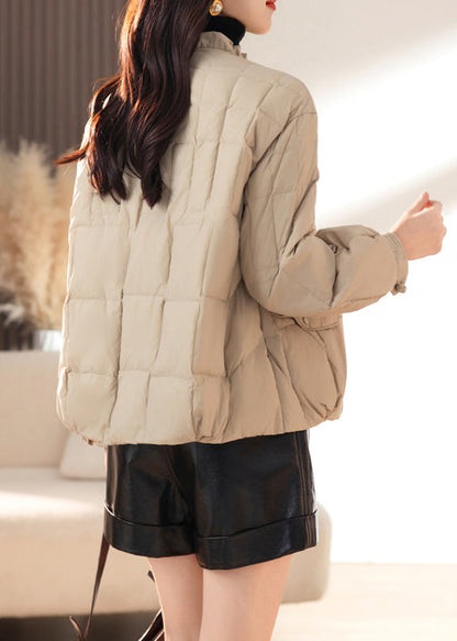 Apricot Ruffled Tasseled Pockets Fine Cotton Filled Jackets Winter
