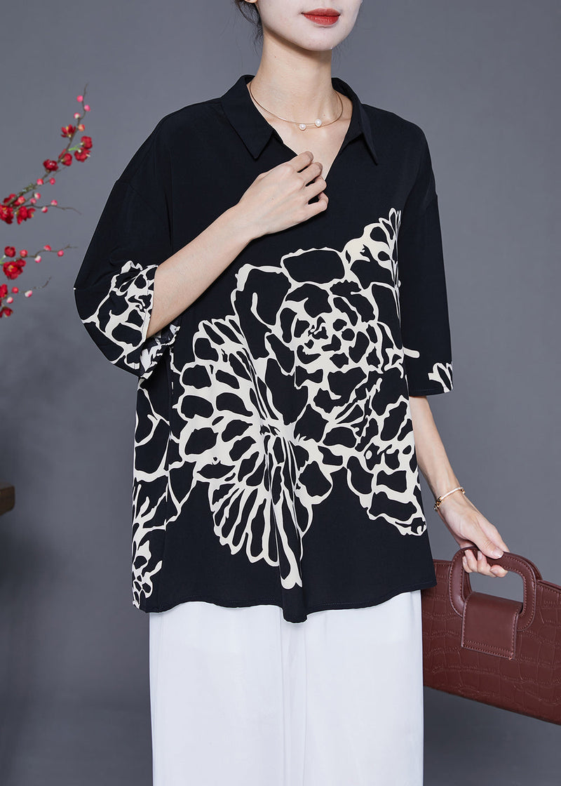 Diy White Print Oversized Chiffon Shirt Top Half Sleeve
