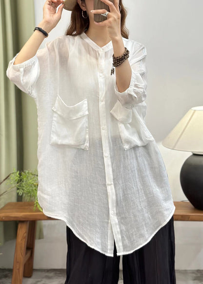 White Oversized Cotton Upf 50+ Long Tops Summer