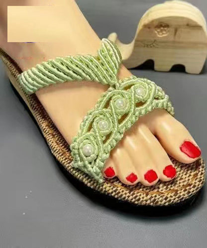 Pink Knit Fabric Diy Splicing Nail Bead Slide Sandals Peep Toe
