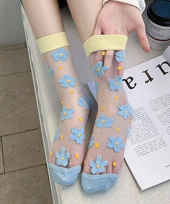 Diy Jacquard Sheer Mesh Mid Calf Socks