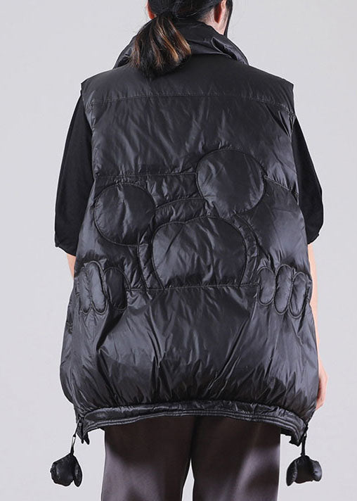 Black Zippered Duck Down Sleeveless Down Vest