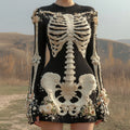 Comstylish Women's Vintage Anatomy And Floral Art Knit Dress