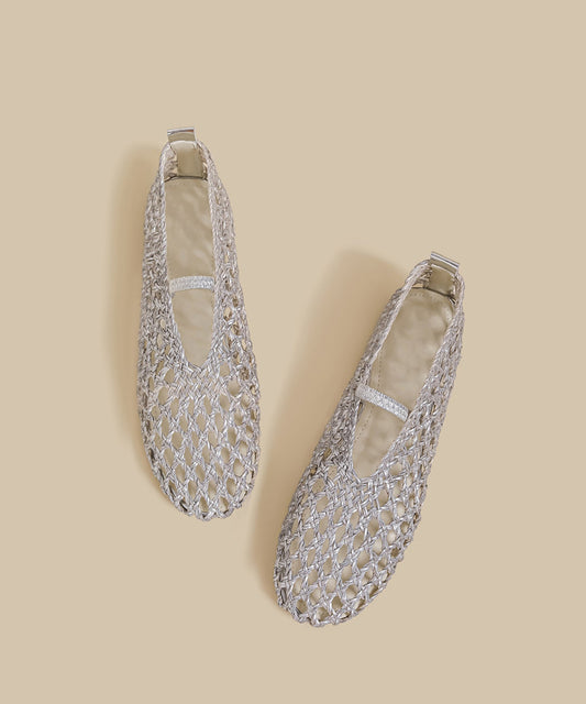 Silver Hollow Out Breathable Splicing New Sandals