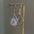 Vintage Blue Flower Crystal Drop Earrings