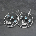 Vintage Blue Crystal Flower Earrings