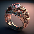 Vintage Exotic Golden Leaf Red Zirconia Ring