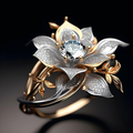 Exotic Grey Blossom Gold Ring