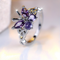 Purple Butterfly Silver Ring