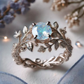 Exotic White Opal Golden Ring