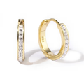 Golden Inlaid Zirconia Hoop Earrings