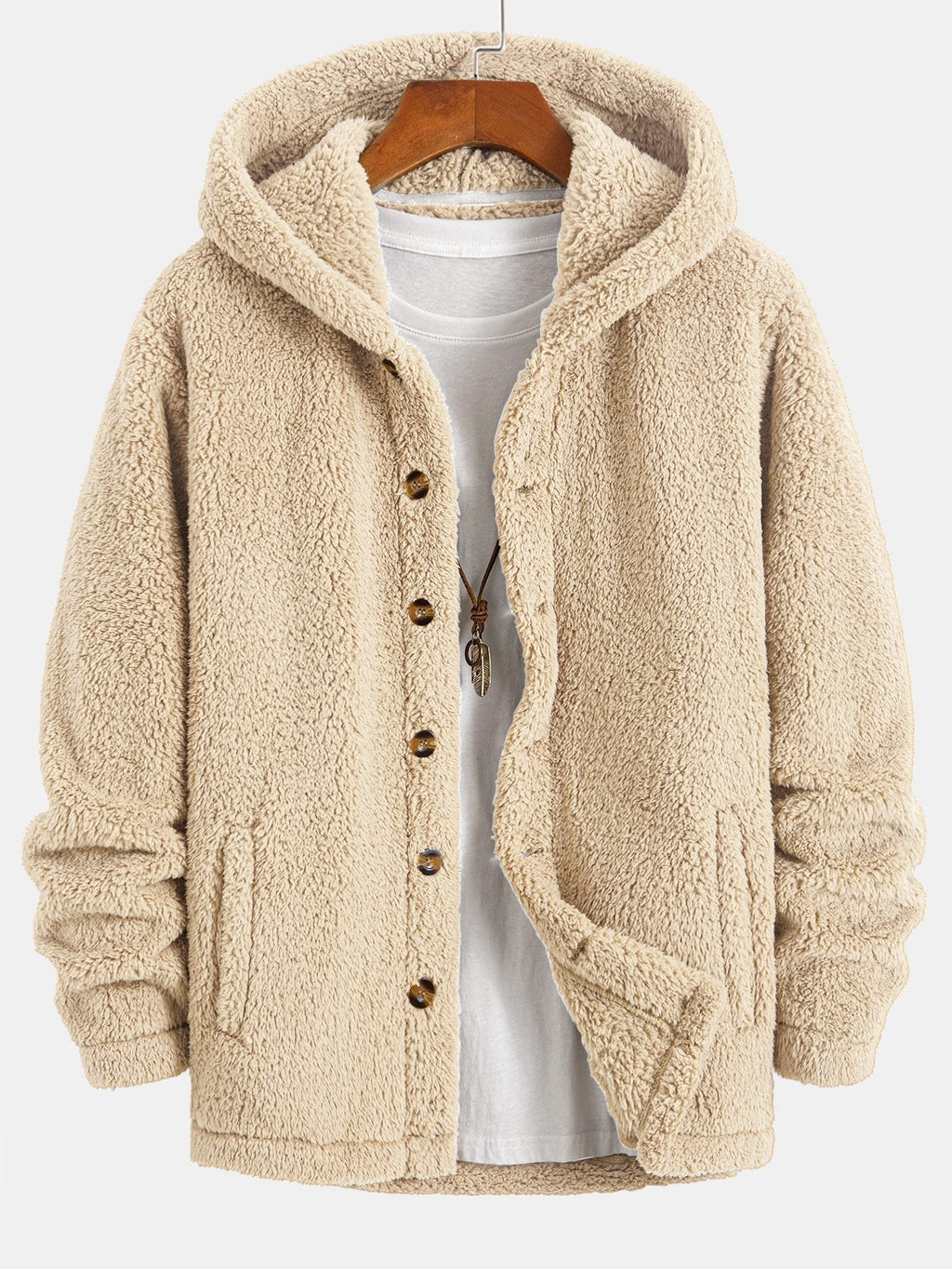 JO | Ravo™ jacket made from cozy teddy fleece with a hood and button fastening.