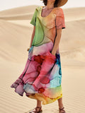 KS | Multicolored pocket print dress for women