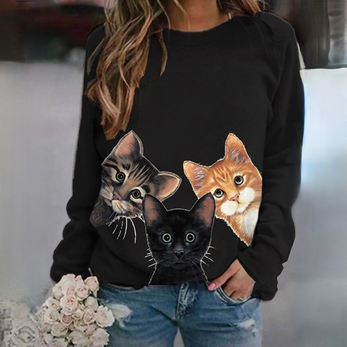 JO | Elegant sweater with cat print