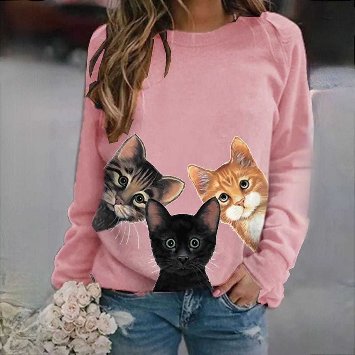JO | Elegant sweater with cat print