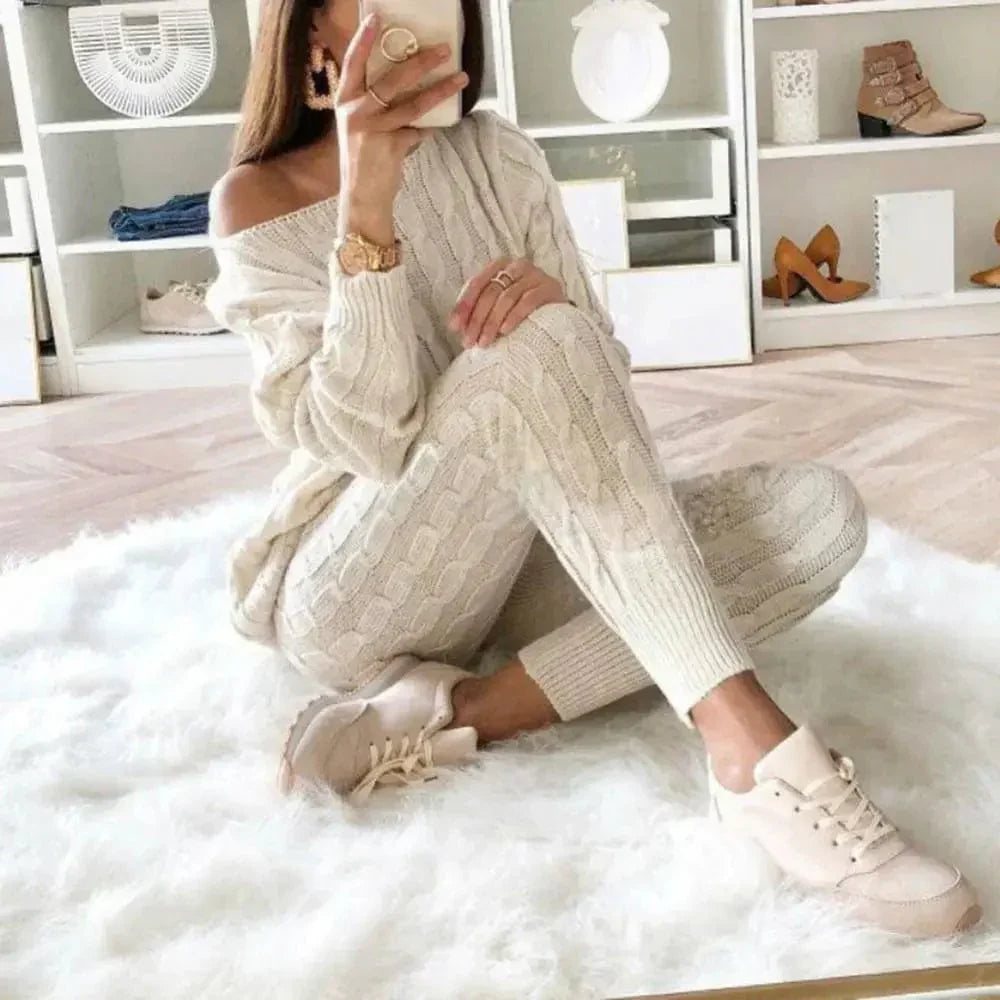 JO | MW -Women's 2-piece long knit suit with thick sweater
