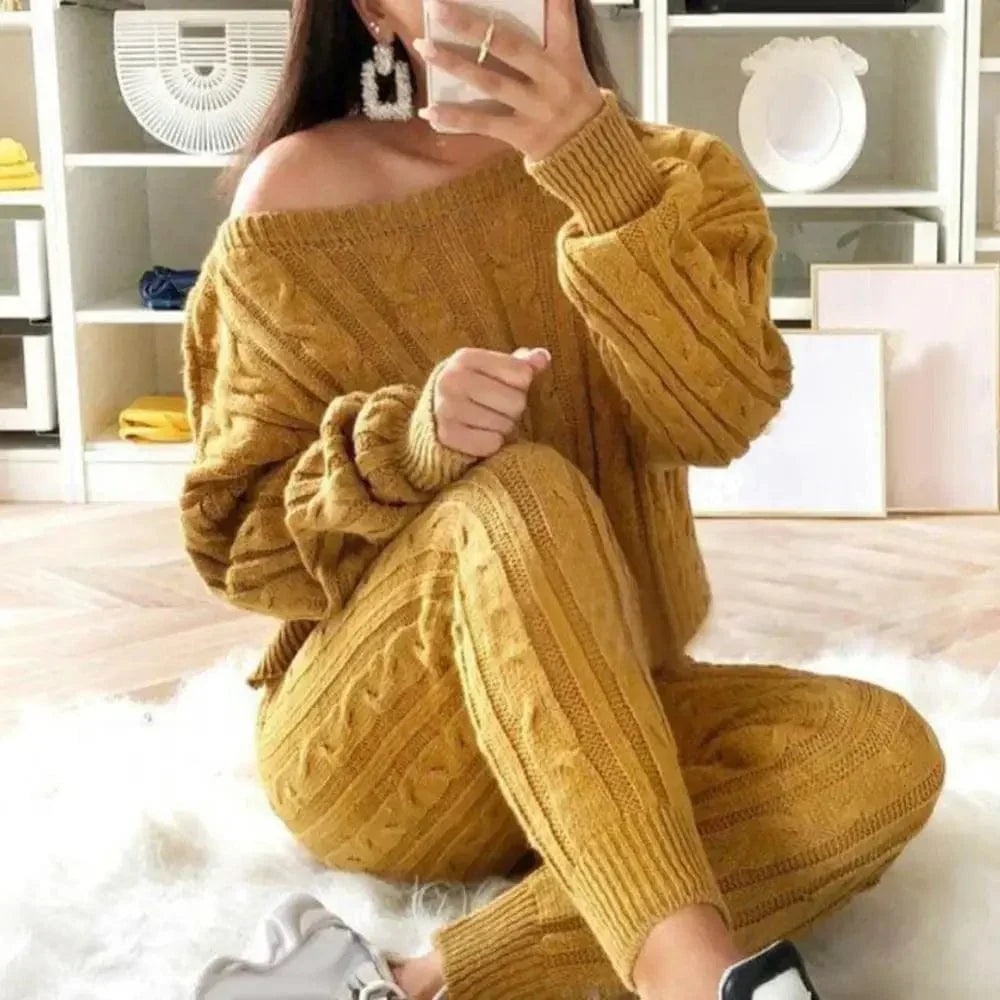 JO | MW -Women's 2-piece long knit suit with thick sweater