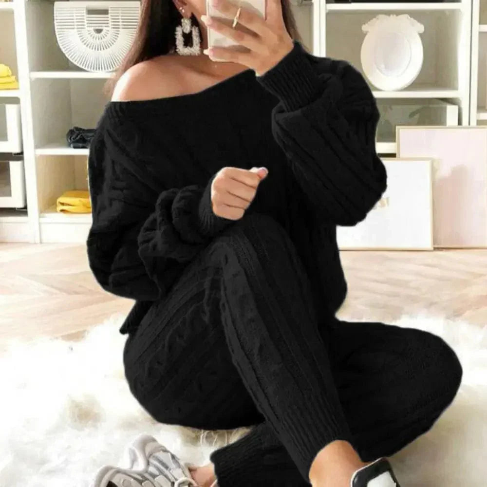 JO | MW -Women's 2-piece long knit suit with thick sweater