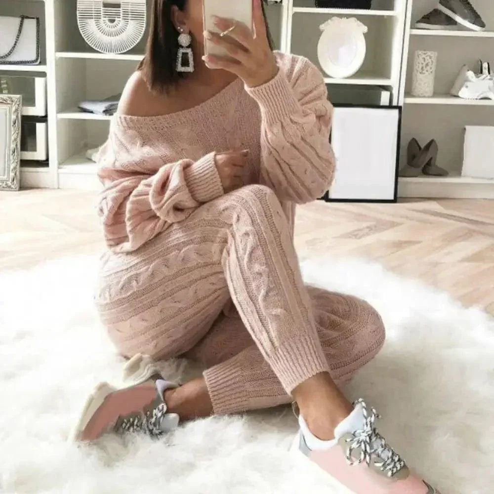 JO | MW -Women's 2-piece long knit suit with thick sweater
