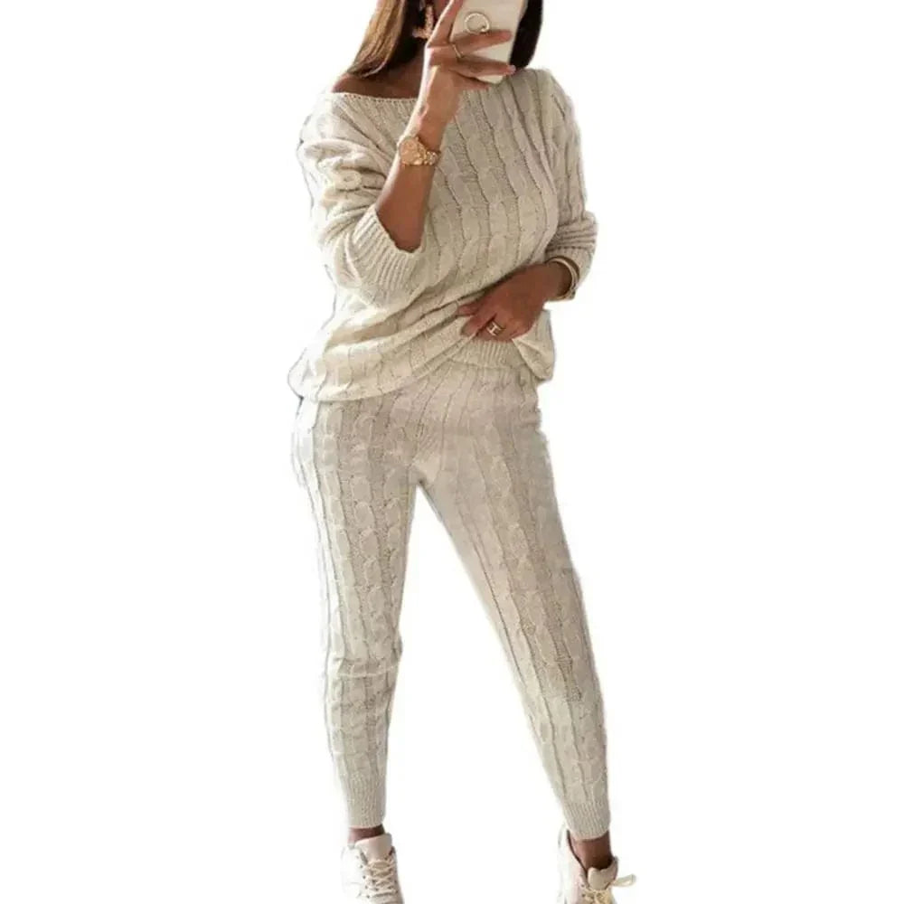 JO | MW -Women's 2-piece long knit suit with thick sweater