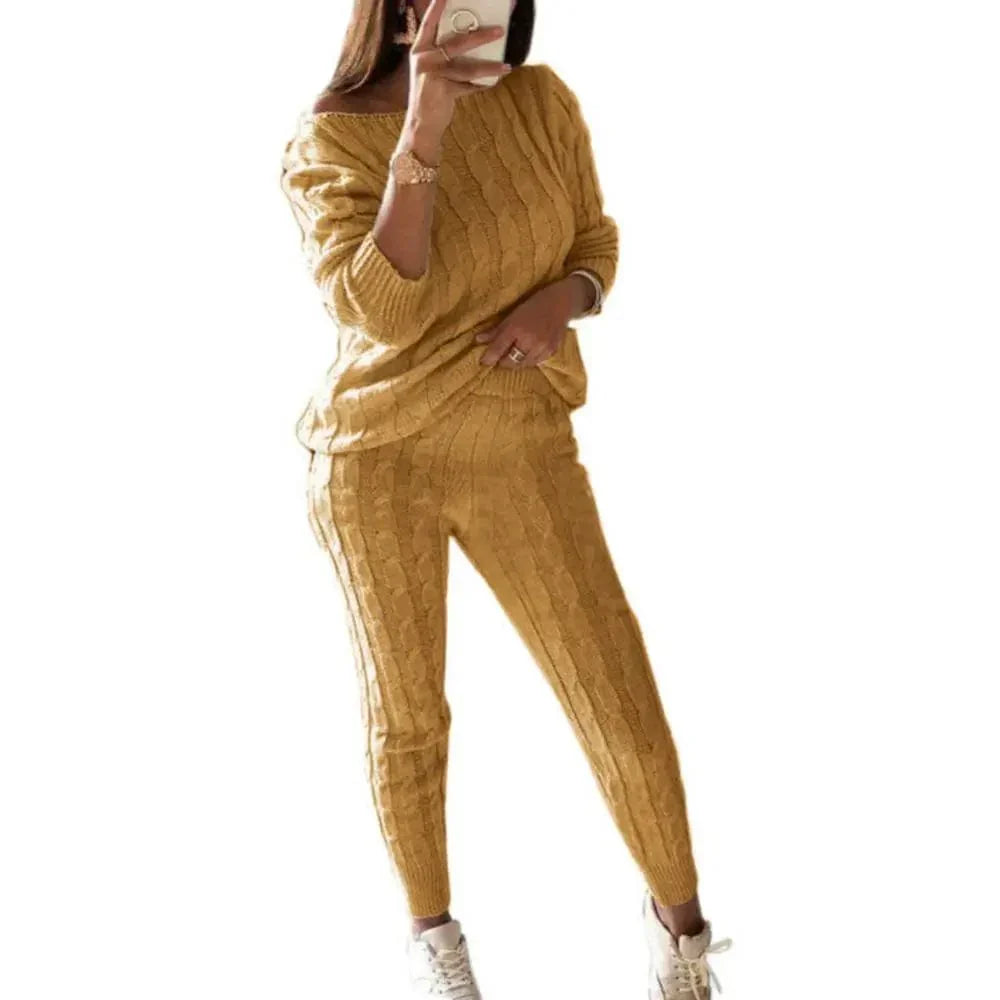 JO | MW -Women's 2-piece long knit suit with thick sweater