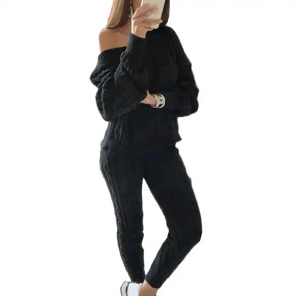JO | MW -Women's 2-piece long knit suit with thick sweater