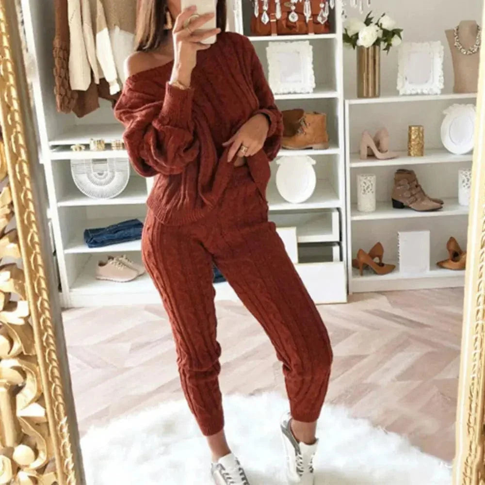 JO | MW -Women's 2-piece long knit suit with thick sweater