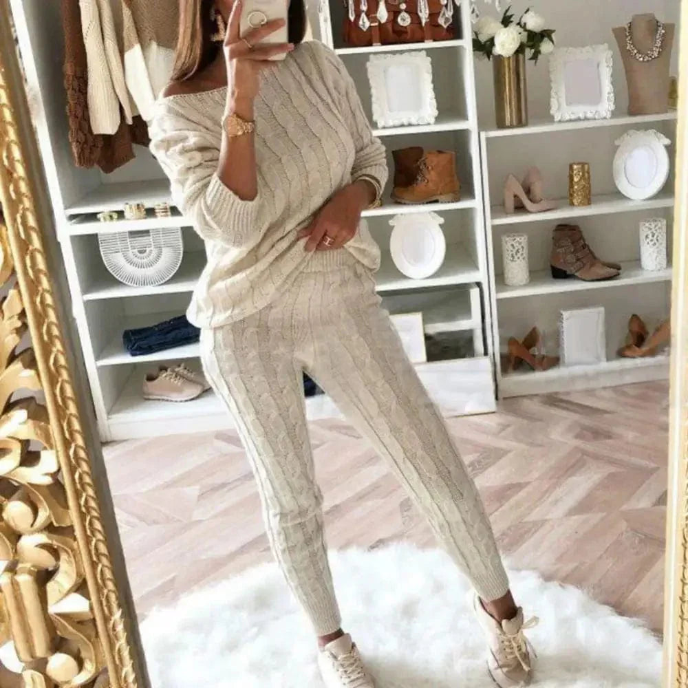 JO | MW -Women's 2-piece long knit suit with thick sweater