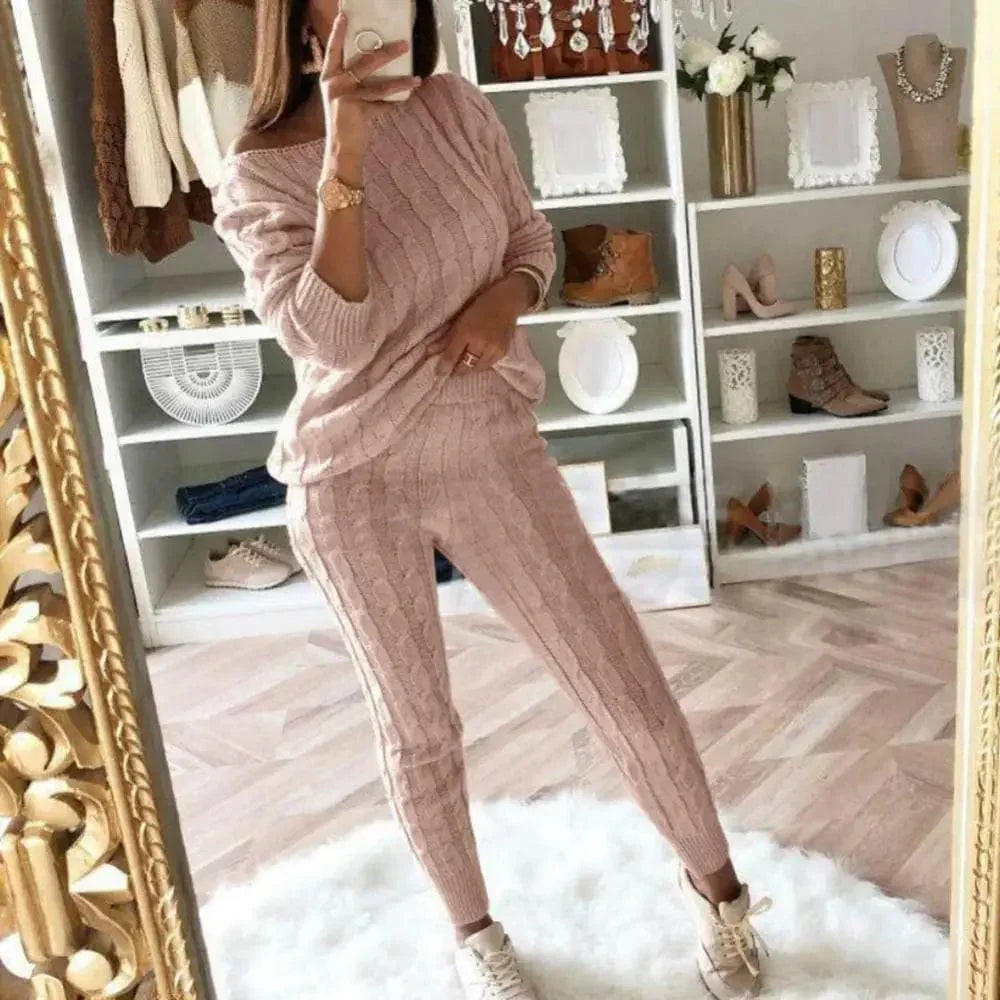 JO | MW -Women's 2-piece long knit suit with thick sweater