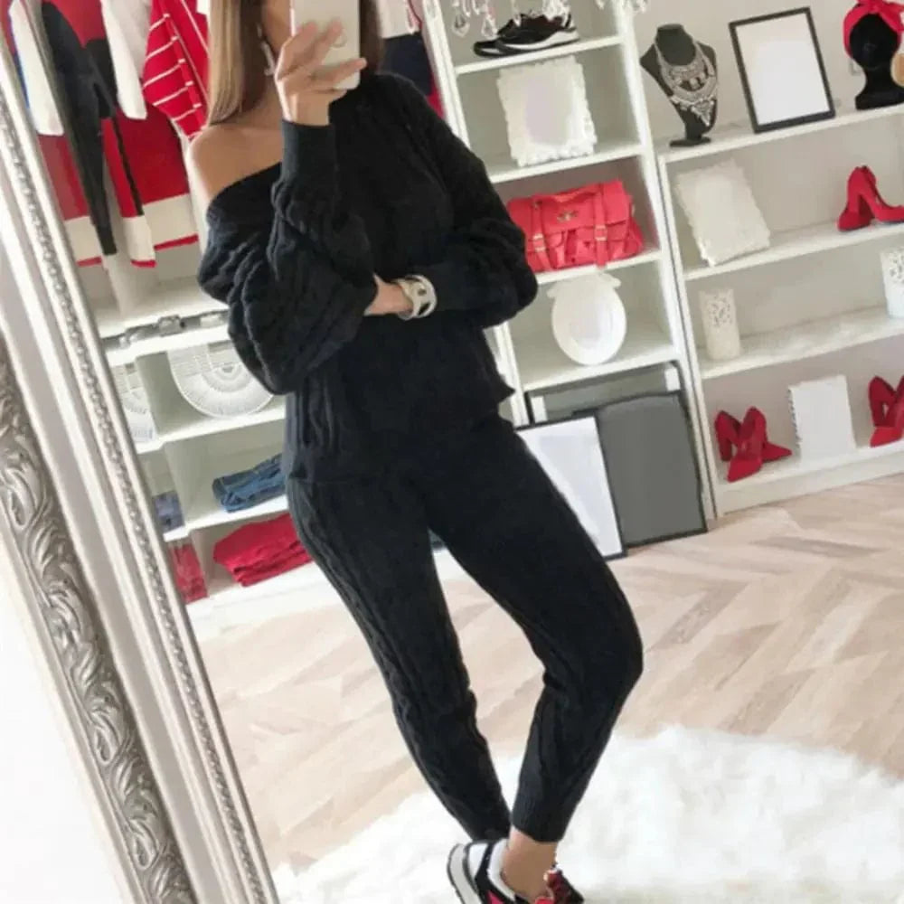 JO | MW -Women's 2-piece long knit suit with thick sweater