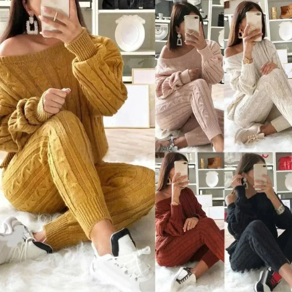JO | MW -Women's 2-piece long knit suit with thick sweater