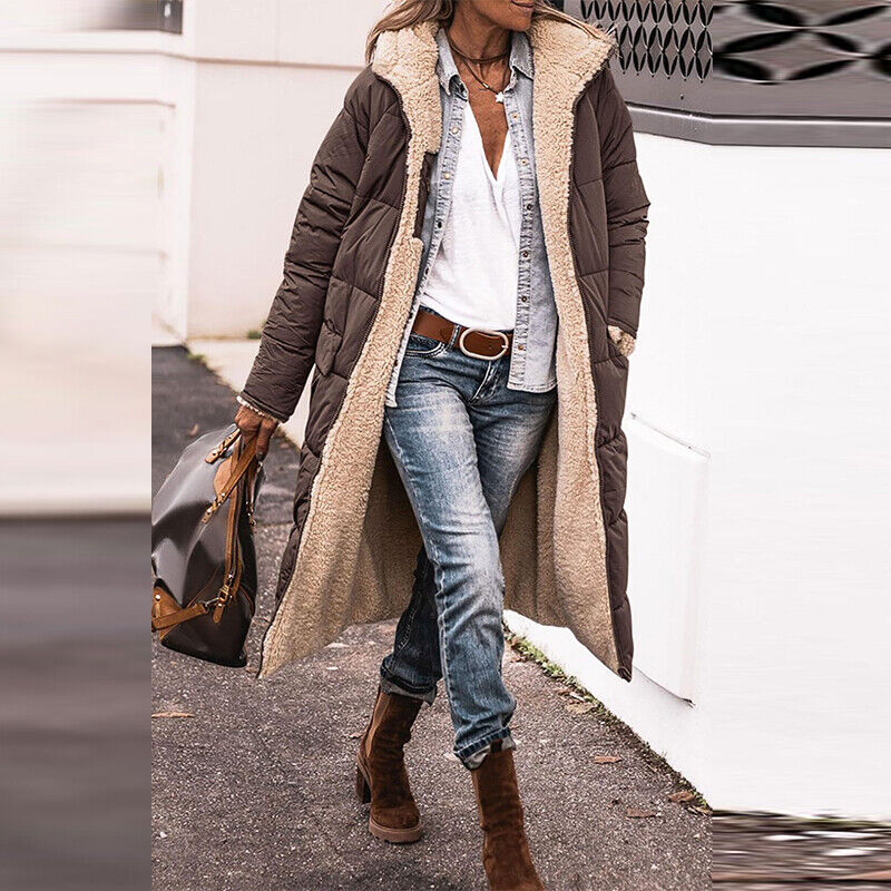 JO | Reversible long sherpa jacket