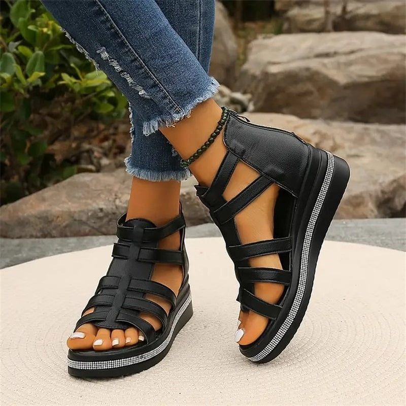 KS | Wedge sandals with rhinestones