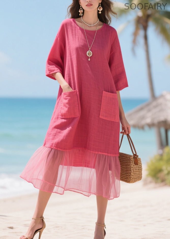 Rose Oversized Patchwork Tulle Maxi Dresses Summer