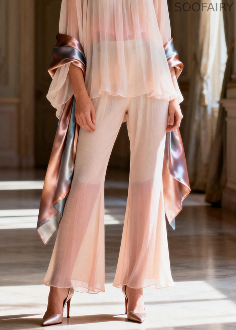 Square Collar Patchwork Silk Two Pieces Set Summer