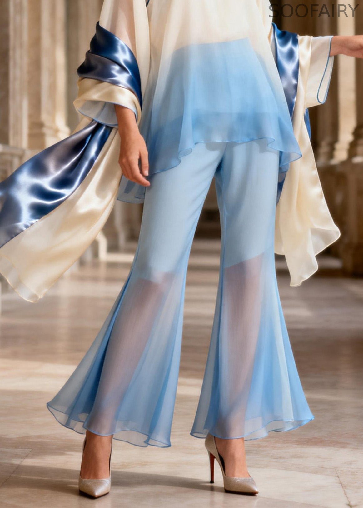New Retro Mandarin Collar Silk Two Pieces Set Spring