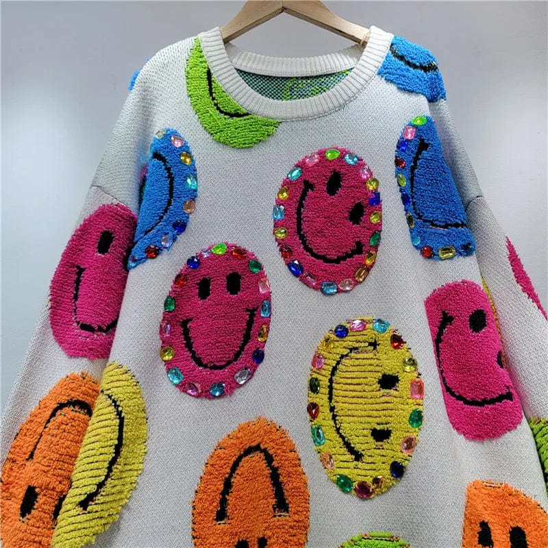 JO | Knitted sweater with cartoon embroidery, fashionable sweater
