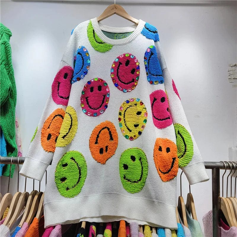 JO | Knitted sweater with cartoon embroidery, fashionable sweater