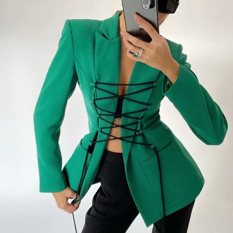 JO | lace blazer sleeve pockets thin jacket